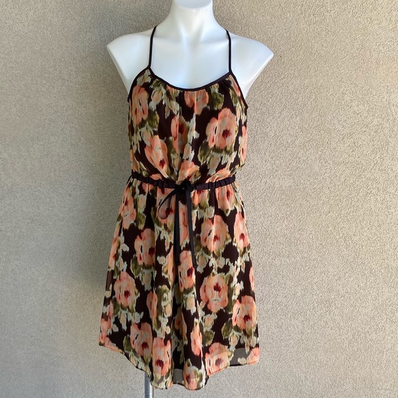 LC Lauren Conrad Dresses & Skirts - Floral Print Drawstring Waist Cocktail Mini Dress